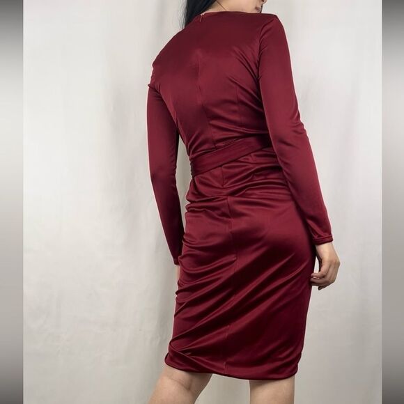 NWOT Altuzarra Target Red Burgundy Long Sleeve Midi Wrap Dress - Picture 4 of 8